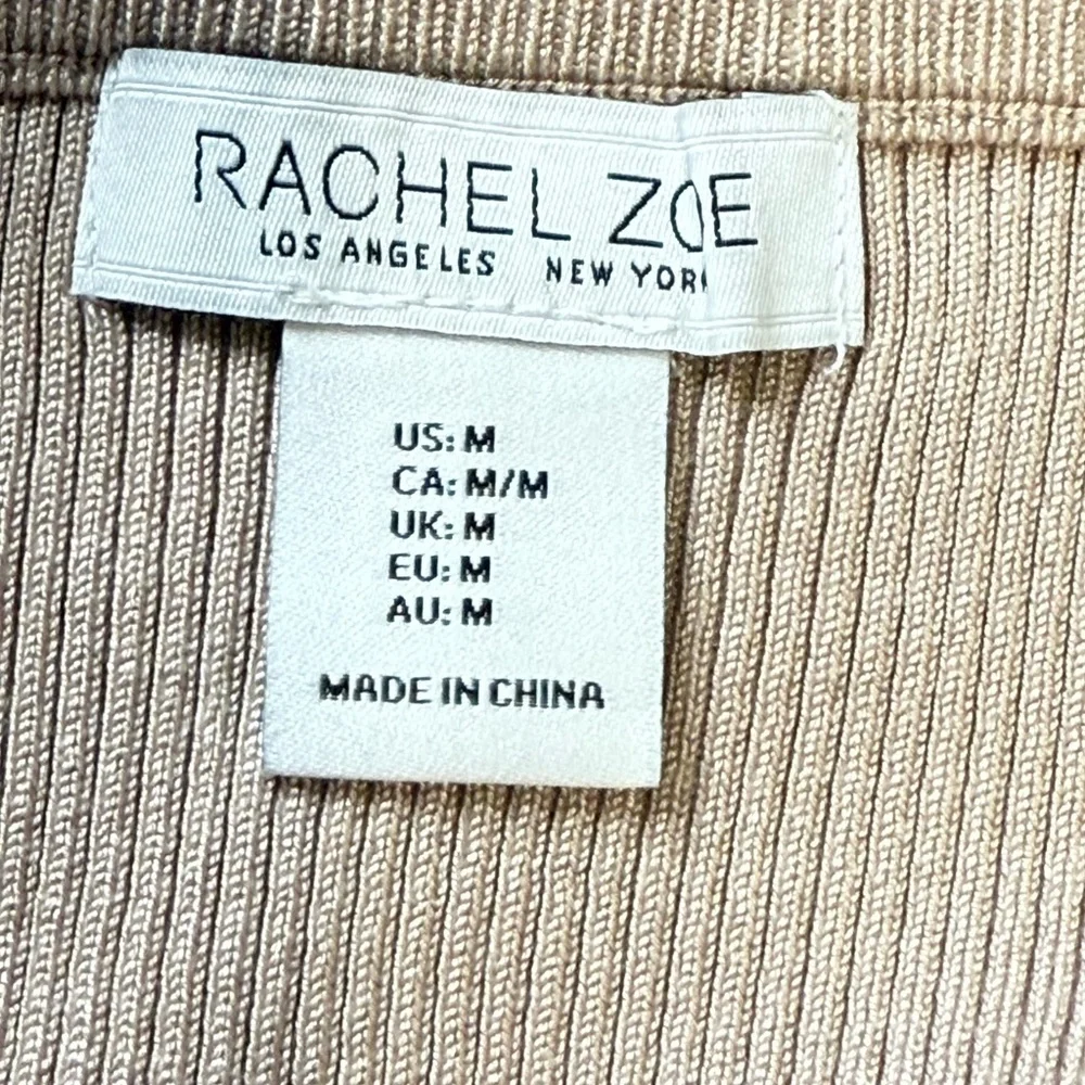Rachel Zoe Ribbed Knit Midi Skirt in Beige/Taupe (M